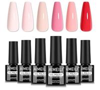 Gel Nail Polish 6 Colours Valentine' s Day Pink Semi-Permanent Soak Off UV LED Manicure Long Lasting 7 ml Kit 81 VERNIS A ONGLES