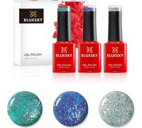 Gel Nail Polish, Ensemble Vernis Semi Permanent - Teal Confetti. Dazzling Blz49, Teal Blue Green Blz10, Midnight Blue Blz13. 3 X 5ml. Bleu, Sarcelle, Paillettes
