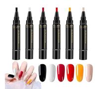 Gel Nail Polish Pens, Quick-Dry Nails Polish Markers, 6 Vibrant Colors with Smooth No-Uv Application for Professional Manicure Painting Home Salon Travel Beauty Sessions