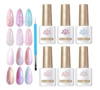 Gel Nail Polish, Shimmer Pin Buff, 6 Colors Glitter, Fingernail Creativity Manicure Supplies, At-Home Salon, Perfect for Women and Girls, Tack Art, Beauty parlor Quality
