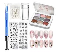 Gel Ongles Solide - Manucure Dégradée Rapide Effet Ombré, Éponges Applicatrices Avec Pince Métal, Pigments Gel Semi-solide + Mélange Facile, Formule Cosmétique Texture Stable - Pour Salon Et Usage
