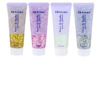 Gel Paillettes Visage 4PCS Paillette Cheveux Visage Maquillage Paillette Paillettes Corps Paillettes Chunky 50ml Pour le visage cheveux ongles, Holographique Festival Glitter