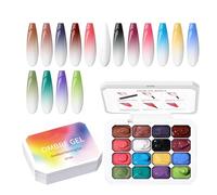 Gel Paint - 16 Colors Gradient Patting French Manicure Palette | UV LED Solid Potted Varnish Kit | Pigmented Painting Cream Liner For Travel Party Spa Studio Salon Home Beginners