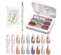 Gel pour Art de l'Ongle Palette De 9 Vernis À Ongles Gel Avec Pinceau | Accessoires Manucure Inclus (Éponges Et Pince Métallique) Pour Soins à Domicile Ou Événements Spéciaux
