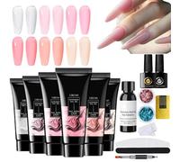 Gel Pour Extensions | Base Coat 6 Couleurs Pour Ongles En Extension - Base De Vernis À Ongles Longue Durée Pour Artisanat D'Ongles Pour Amateurs Adultes Débutants