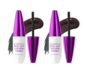 Gel pour sourcils Peel Off, Gel pour sourcils Tattoo Easy Peel Off, Waterproof & Long Lasting, Application facile pour des sourcils plus fournis et plus définis (#2 Brown, 2 Packs)
