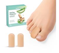 Gel Toe Cap and Protector - Silicone Toe Covers - Coussinets d'orteil pour soulager la douleur, les ongles manquants ou incarnés, les cors, les ampoules(8 Medium, Beige)