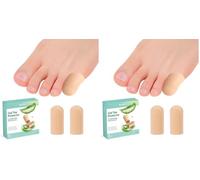 Gel Toe Cap and Protector - Silicone Toe Covers - Coussinets d'orteil pour soulager la douleur, les ongles manquants ou incarnés, les cors, les ampoules(8 Small, Beige) (Lot de 2)