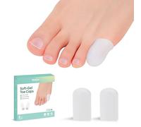 Gel Toe Cap and Protector - Silicone Toe Covers - Coussinets d'orteil pour soulager la douleur, les ongles manquants ou incarnés, les cors, les ampoules(8 Small, White)