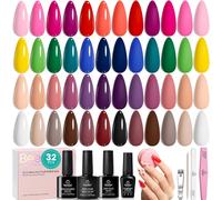 Gel Vernis À Ongles 25 Couleurs Gel Vernis À Ongles Set Nude Bleu Rose Rouge Gel Laque Chic Tenues Collection Avec 3pcs Base/Top Coat Gel Manucure Set Cadeau Pour Femmes Filles