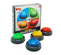 Gelaber Set de 4 Buzzer Blind Test, Buzzer pour Jeux de Questions avec 4 Sons Préenregistrés, Buzzer sonore et Lumineux, Cadeaux de Noël pour Enfants