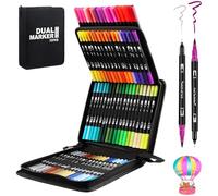 Gelanty eutres Coloriage Adulte, 72 Stylos Dual Tip Brush Lot de Marqueurs d'art Calligraphie Lettrage Feutre pour Coloriage Adulte, Croquis, Peinture, Création Artistique