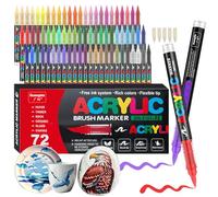 Gelanty Feutres Acryliques, 72 Couleurs, Encre Liquide, Pointe Pinceau
