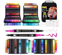 Gelanty Feutres Coloriage, 168 Stylos Adulte Dual Tip Brush Lot de Marqueurs d'art Calligraphie Lettrage Feutre pour Coloriage Adulte, Croquis, Peinture, Création Artistique