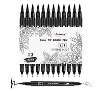 Gelanty Feutres Coloriage Adulte, 12 Feutres Noirs Coloriage Feutre Dessin à Double Extrémité Pour Adultes Peinture Journal Livre de Coloriage Stylos