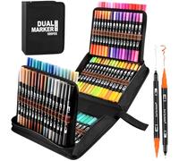 Gelanty Feutres Coloriage Adulte, 168 Stylos Dual Tip Brush Lot de Marqueurs d'art Calligraphie Lettrage Feutre pour Coloriage Adulte, Croquis, Peinture, Création Artistique
