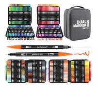 Gelanty Feutres Coloriage Adulte, 168 Stylos Dual Tip Brush Lot de Marqueurs d'art Calligraphie Lettrage Feutre pour Coloriage Adulte, Croquis, Peinture, Création Artistique