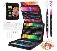 Gelanty Feutres Coloriage Adulte, 80 Stylos Dual Tip Brush Lot de Marqueurs d'art Calligraphie Lettrage Feutre pour Coloriage Adulte, Croquis, Peinture, Création Artistique