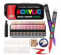 Gelanty Lot de 288 marqueurs de peinture acrylique avec pointe pinceau flexible, marqueurs acryliques pour adultes, stylos à dessin pour peinture sur roche