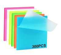 Gelanty Lot de 300 feuilles de notes autocollantes transparentes et colorées pour le bureau et les étudiants - 6 lots de 50 post-it - 75 x 75 mm