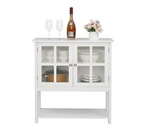 GELASIGE Buffet pour la maison, buffet transparent, double porte, double compartiments intérieurs avec étagère de rangement inférieure, buffet blanc avec rangement