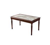 GELASIGE Table à Manger Rectangulaire Rétro Table À Manger En Bois Massif Avec Plaque En Pierre Pour Restaurant Table À Manger Moderne(B:150CM*90CM*76CM)