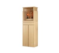 GELASIGE Table d'autel Bouddha en Bois Massif Armoire de Sanctuaire de Style Chinois avec Porte, Simple Dieu de la Richesse, Placard Bouddha de Maison Mandir pour la Maison (C,L)