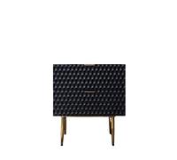 GELASIGE Table de chevet carrée créative à double tiroir de rangement pour salon, chambre à coucher, base en métal, table d'appoint pour chambre à coucher (noir)