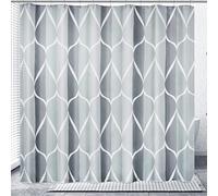 Gelbchu Rideau de douche géométrique gris, imperméable et polyester, séchage rapide, ourlet lesté, ensemble de rideaux de douche extra courts pour salle de bain, 183 x 152 cm, lavable en machine avec