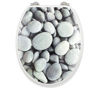 Abattant WC - GELCO - Galets de plage - Gris - MDF - Charnières inox - Universel