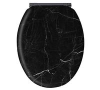 Abattant en marbre noir - MDF FSC - GELCO - Déclipsable - Charnières en métal graphite brossé