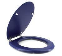 DESIGN Abattant WC Dolce - Charnieres inox - Bois moule - Bleu marine