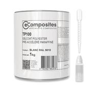 Gelcoat Polyester | 1 kg | Blanc RAL 9010 | + Catalyseur PMEC + Pipette de dosage 3 ml, Gel Coat pour Bateau, Topcoat pour Camping car