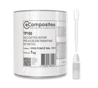 Gelcoat Polyester | 1 kg | Gris Foncé RAL 7011 | + Catalyseur PMEC + Pipette de dosage 3 ml, Gel Coat pour Bateau, Topcoat pour Camping car
