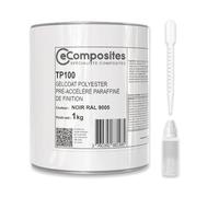 Gelcoat Polyester | 1 kg | Noir RAL 9005 | + Catalyseur PMEC + Pipette de dosage 3 ml, Gel Coat pour Bateau, Topcoat pour Camping car