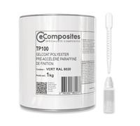 Gelcoat Polyester | 1 kg | Vert RAL 6020 | + Catalyseur PMEC + Pipette de dosage 3 ml, Gel Coat pour Bateau, Topcoat pour Camping car