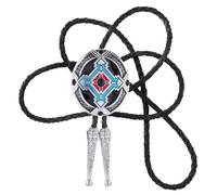 GelConnie Cravate Bolo pour Hommes et Femmes - Cuir de Rodéo Cowboy - Collier Turquoise - Style Amérindien Occidental - Costume Cowgirl