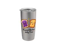 Gelée de beurre d'arachide heureuse caricature toast pain Gobelet isotherme en acier inoxydable double paroi