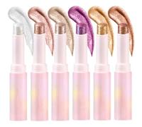 Gelée de cristal Ombre à paupières en bâton, Crayon éclaircissant hydratant, Maquillage multifonctionnel longue durée pour les yeux, les joues et les lèvres (#TOUS, 6PCS)
