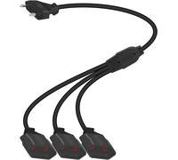 Gelhonr 3 in 1 Euro Plug Extension Cable Short Euro Power Cable 3 Sockets L2.5A/250V for TV PC Monitor Lamp Home Appliances (Short)