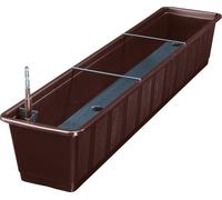 geli Thermo Plastic Aqua Green Plus Jardinière avec système d'irrigation et indicateur de niveau d'eau 100 cm marron