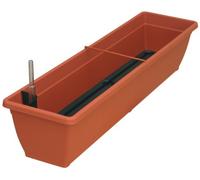 Geli Thermo Plastic Aqua Toscana Jardinière en plastique avec bac d'arrosage et indicateur du niveau d'eau 80 cm Orange 06