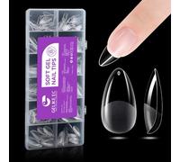 Gelike ec Capsule Americaine Ongle: 552 Pièces 12 Tailles Amande Moyen Américaine Ongle Couverture Complète Demi-Mat Transparente pour Extensions Acryliques
