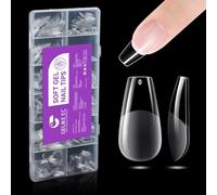 Gelike ec Capsule Americaine Ongle Gel, Faux Ongles Cercueil moyen 552 Pièces 12 Tailles Couverture Complète, Semi - mat PMMA Gel Pose Americaine Ongle Transparente
