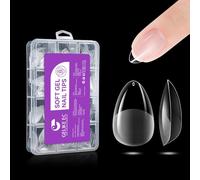 Gelike ec Capsule Americaine Ongle Gel, Faux Ongles Extra Court Amande 240 Pièces 12 Tailles Couverture Complète, Semi - mat PMMA Gel Pose Americaine Ongle Transparente