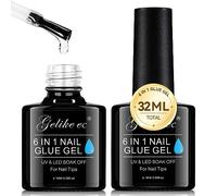 Gelike ec Capsules Ongles UV 2PCS 32ml Gel Pose Americaine Gummy Base Nail Glue Gel Ongle Professionelle Extra Forte Longue Durée Catalyser sous UV LED