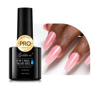 Gelike Ec Colle Faux Ongles 6 En 1: Gummy Base Pose Americaine - Colle Capsule Americaine Ongle Uv Rubber Base, Nail Glue, 8ml Rose Fard À Joues
