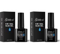Gelike ec Colle Faux Ongles Gel 6 en 1 - Gummy Base Pose americaine, UV Builder Colle Capsule Americaine Ongle Extra Forte, pour Vernis Semi Permanent, Faux Ongles, 8ml (Lot de 2)