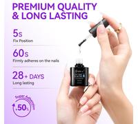 Gelike Ec Colle Faux Ongles Gel - 6 En 1 Uv Colle Capsule Americaine Ongle Extra Forte, Gummy Base Pose Americaine, Nail Glue 2pcs 16ml