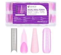 Gelike ec Dual Nail Forms Set: Capsule Americaine Ongle Gel, 4 Formes d'Extension Faux Ongles 96 Pièces 12 Tailles Couverture Complète, PMMA Gel Pose Manucure Art d'Ongle Design Salon DIY